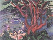 Ernst Ludwig Kirchner Roter Baum am Strand oil
